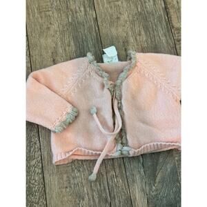 Charabia Kids Girl Pink Tie Front Wool Cashmere Blend Cardigan Sweater Size 6M